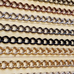 Curb chain-classic 8 mm jewelry makers chain-nickel free-hypoallergenic-by the foot or roll- bulk pricing-costuming-necklace-bracelets-kr824