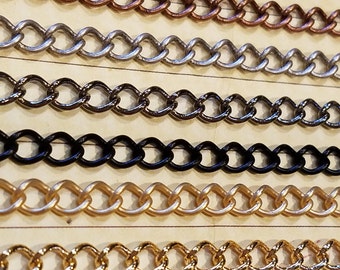 Curb chain-classic 8 mm jewelry makers chain-nickel free-hypoallergenic-by the foot or roll- bulk pricing-costuming-necklace-bracelets-kr824