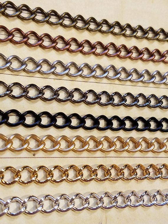 Bulk Spool 30 Feet Curb Chain 2.2mm x 3mm Twisted Link Black