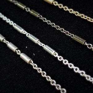 Cable chain-petite chain with group of 3, 3mm bars-trending jewelry makers chain-mixed Deco style necklace-jewelry chain-high quality-KR922