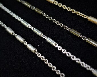 Cable chain-petite chain with group of 3, 3mm bars-trending jewelry makers chain-mixed Deco style necklace-jewelry chain-high quality-KR922
