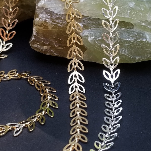 leaf fish bone chain chevron fish tail chain trending jewelry makers chain high quality heavy plated-nature necklace bracelet earring-KR161