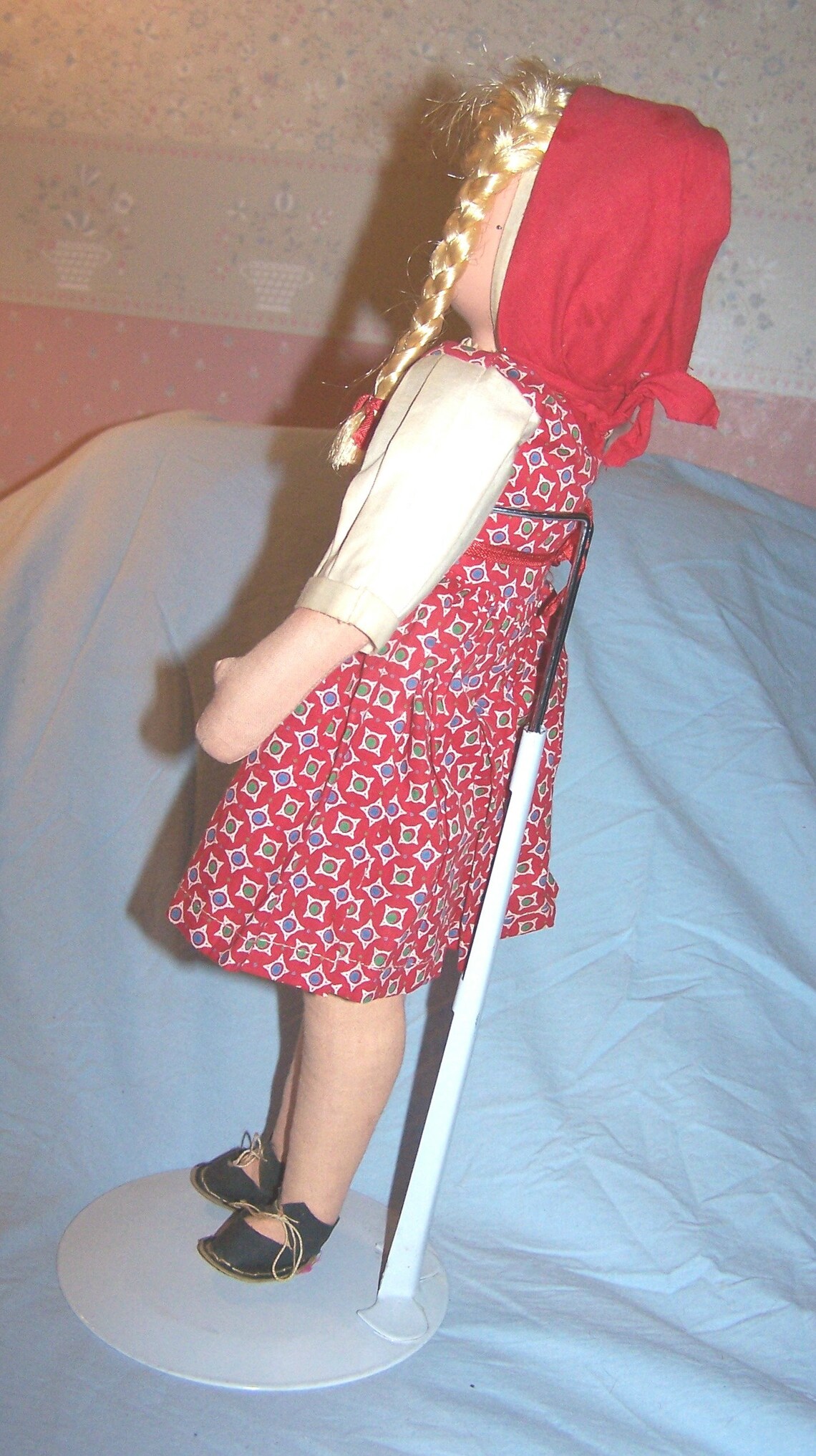 Vintage Cloth Doll w/Blond Pigtails Plastic/Rubber FaceGood Etsy