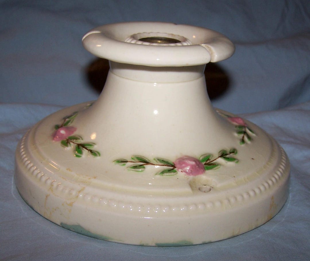 Vintage Round Porcelier Floral Ceiling Mount Ceramic Single Light ...