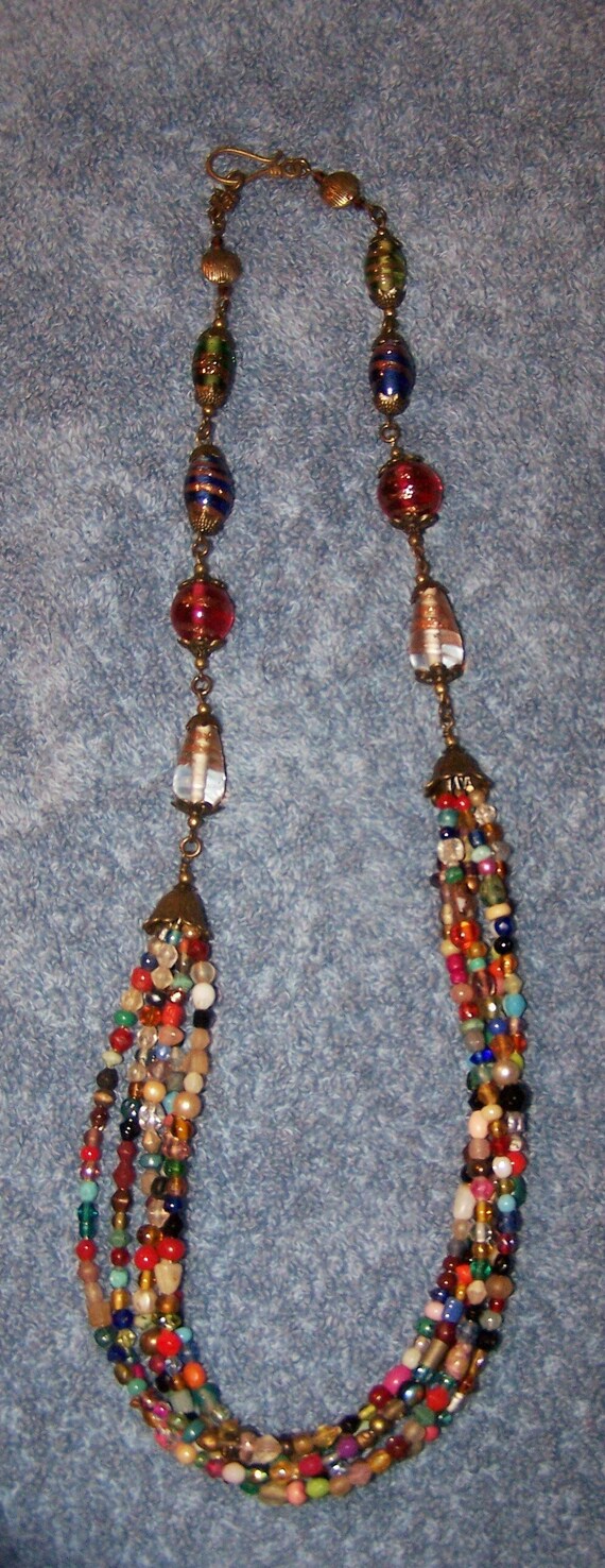 Artisan-Created 5-Strand Multi-color Bead Necklace