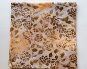 Rose Bandana, 22 quot Square, Cotton Batik, Hand Dyed Gold Floral Scarf, Holiday Rose Headband, Rose Head Wrap, Beautiful Colors