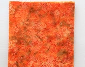 Orange Batik Bandana, Red Swirling Moons, Dots, Summer Scarves, Face Covers, 22 quot Square Cotton Scarf, Hand Dyed, Head Wrap