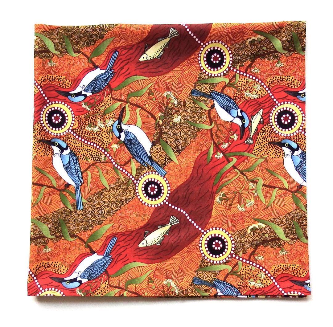 Kingfisher Bandana, Kookaburra, Australia, Fish, River, 22 Square