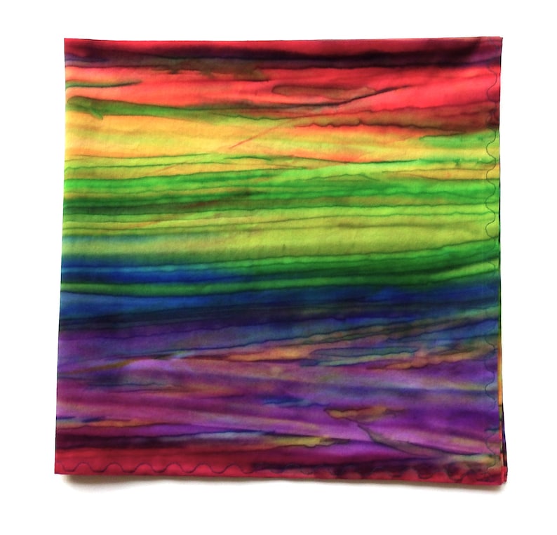 Batik Bandana, Colors of the Rainbow, Hand Dyed Cotton Fabric, 22 Square, Not Your Ordinary Bandana, Gifts for Her and Him image 2