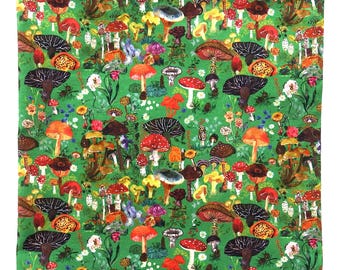 Magic Mushroom Cotton Bandana: Nathalie Lete Design Fabric, 22" Square