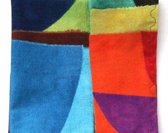 Handmade Cotton Handkerchief: Marcia Derse Fabric, Multicolor Hanky, 14"