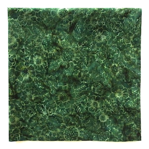 Cotton Batik Bandanas for Women, Dark Green Floral, Lightweight Autumn Scarf, Head Wrap, Holidays, 22&quot; Square, Asters, Gifts for Her