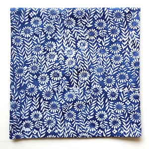 Cotton Batik Bandana: Blue & White Floral Head Wrap