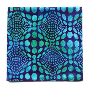 Psychedelic Handkerchief, Optical Illusion Hanky, 16&quot; Pocket Square, Gifts for Men, Cotton Batik Fabric, Handmade High Quality Hanky