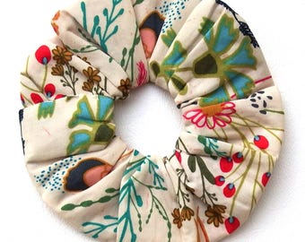 Scrunchies, Windswept Floral, Cotton Fabric, Medium Size, Flowers, Weddings, Handmade Hair Accessory