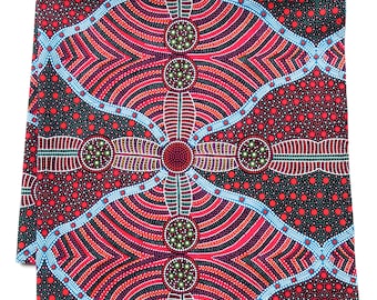 Extra Large Bandana: Australian Cotton Print Scarf, Red Dot Head Wrap, 26" Square