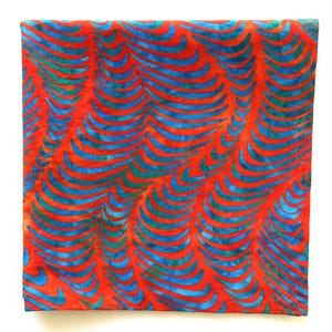 Psychedelic Batik Handkerchief: Orange & Turquoise Cotton Pocket Square