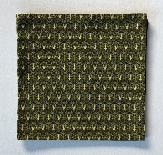 Art Deco Handkerchief Olive Green Contemporary Pockerchief | Etsy