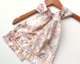 Cotton Batik Scarf: Oblong, Hand Sewn Beads, Maidenhair Fern, Summer Scarves, 7" Wide
