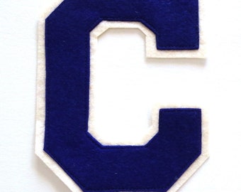 Vintage Felt Letter, C, Bright Blue, 6" High, Nice Quality, 1960"s, Pacific Athletic Co.