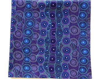 Cotton Bandanas, Mandalas, Purple, Turquoise, Blue, Soft Australian Fabric, 22" Square Scarf, Travel, Cotton Head Wrap, Gifts for Women