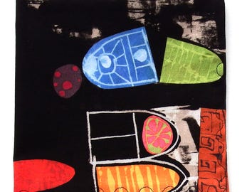 Cotton Handkerchief: Black with Brights, 14" Modern Pocket Square, Gifts for Her