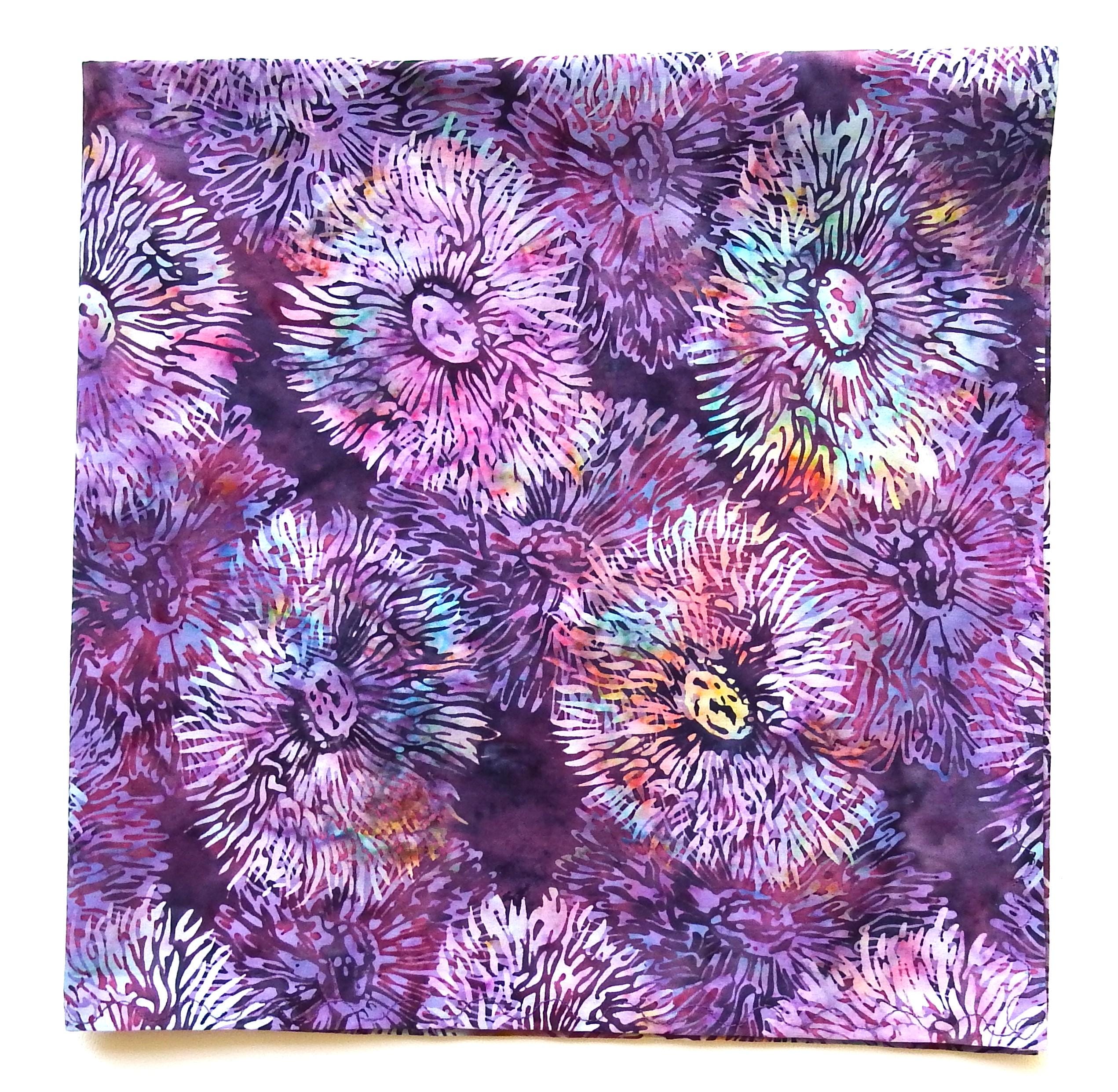Handmade Purple Jellyfish Bandana: Cotton Batik Head Scarf