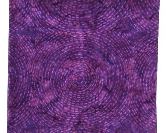 Batik Bandana: Purple Dashes, Swirls, Cotton Head Scarf, 22" Square, Gifts