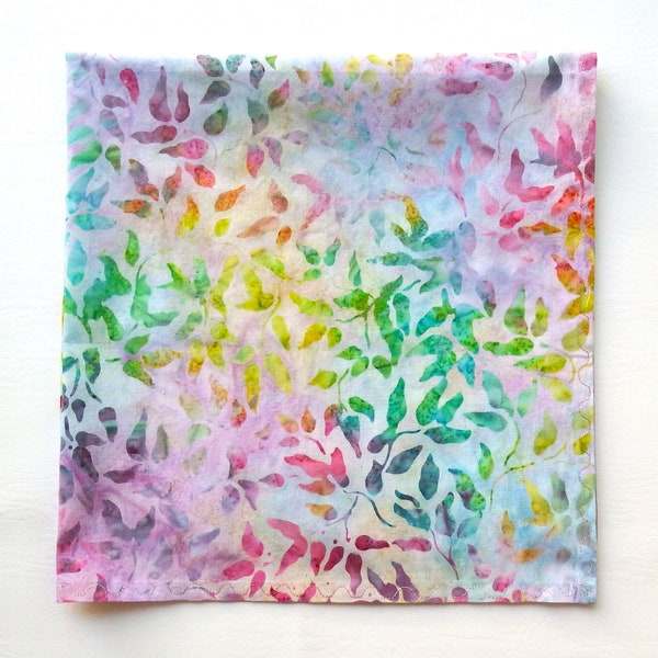 Batik Bandanas, Mother's Day Gift, Colorful Leaves, Head Wrap, 22" Square, Hand Dyed Cotton, Headband, Gardening, Hiking, Gifts for Her