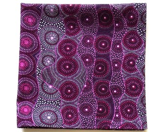 Cotton Handkerchief, Purples, Magenta, Australian Print Hanky, Dots, 14" Pocket Square, SUPER SOFT, Circles, Gifts for Women