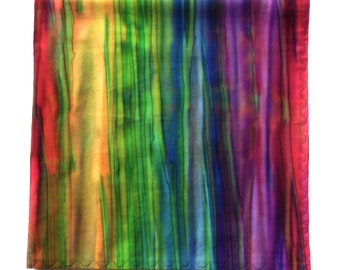 Batik Bandana, Colors of the Rainbow, Hand Dyed Cotton Fabric, 22" Square, Not Your Ordinary Bandana, Gifts for Her and Him