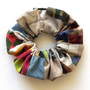 Abstract Cotton Hair Scrunchie: Bohemian Handmade Accessory