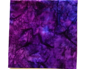 Batik Handkerchief, Mottled Purple, Blue Violet, Eggplant, 11" Pocket Square, Hand Dyed Cotton Hanky, Gifts for Her, Him