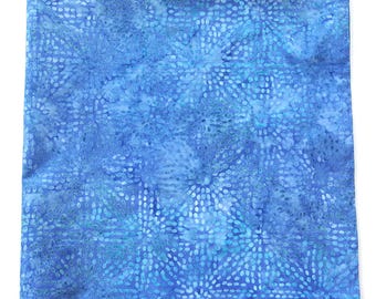 Cotton Batik Bandana: Blue Sunburst Head Wrap, Hand-Dyed, 22" Square
