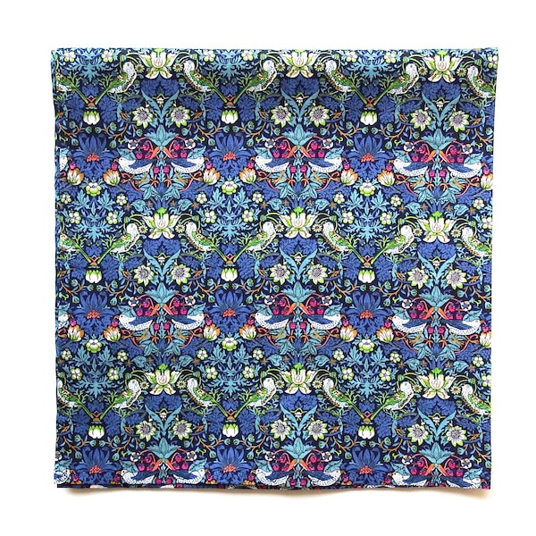Liberty of London Bandana, William Morris Scarf, The Strawberry Thief, Lightweight, Luxurious Cotton Lawn, 22" Square, Quiet Luxury Gifts
