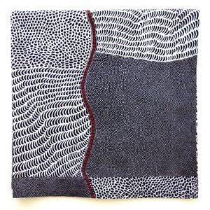 Aboriginal Print Cotton Bandana: Black, Red, and White Head Scarf