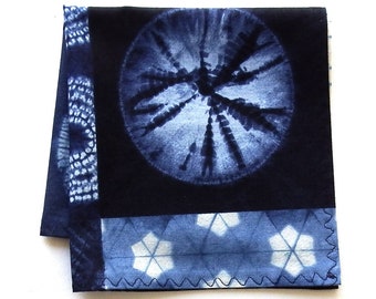 Cotton Handkerchief, Blue and White Tie Dye Look Hankies, 13" Pocket Square, Modern Patterned Hanky, Everyday Carry, Gifts for Her