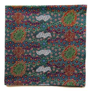 Australian Cotton Bandana: Detailed Aboriginal Fabric Scarf, Head Wrap (22&quot; Square)