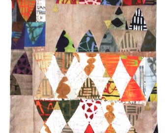 Small Cotton Handkerchief:  Graphic Triangles, 9" Square, Marcia Derse Fabric