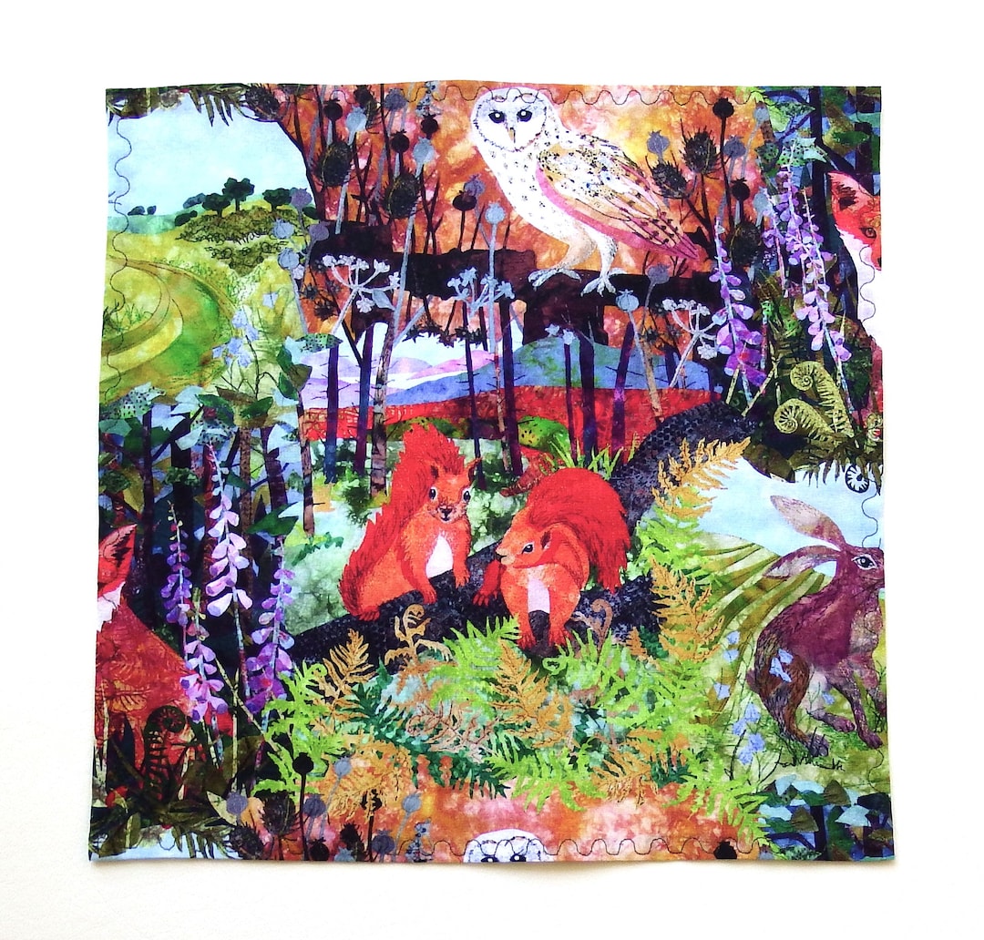 Forest Friends Handkerchief, Owl, Red Fox, Squirrels, Rabbit, 12 Square ...