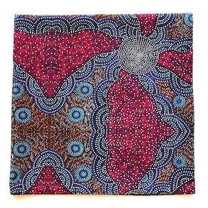 Cotton Bandana: Aboriginal Print Fabric, 22&quot; Square Scarf