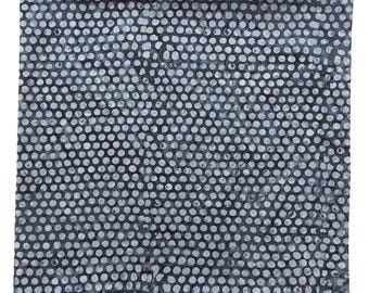 Gray Batik Bandana: Dove Gray Dots on Charcoal, 22" Square Cotton Head Scarf