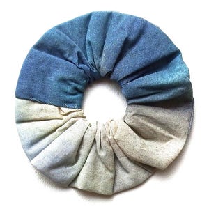 Blue Ombre Hair Scrunchie, Summer Gifts, Medium Size, Handmade Cotton Hair Accessories
