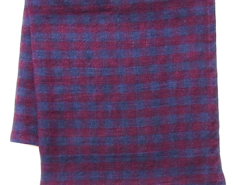Laundered Linen Bandana Scarf, Magenta and Blue Gingham, Merchant & Mills Fabric, 22" Square