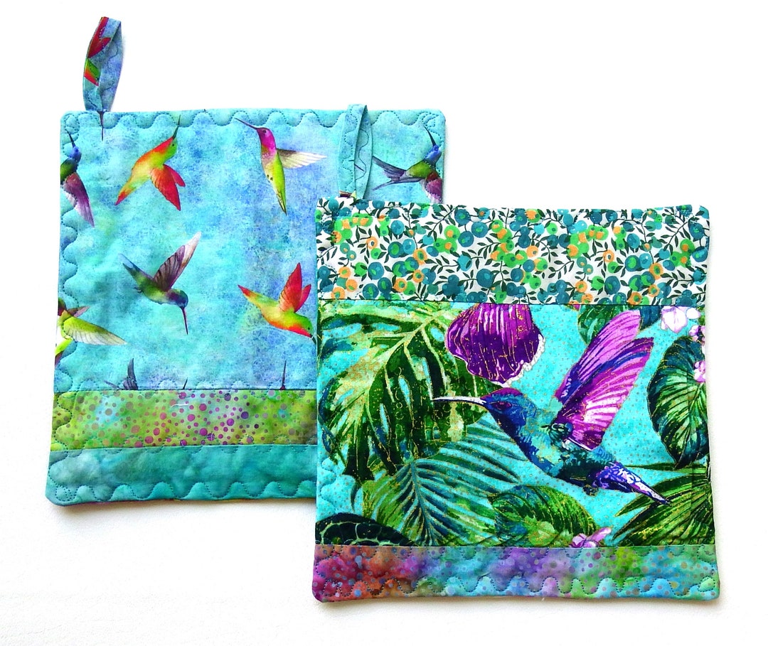 Potholders, Hummingbirds, Hot Pads, Mug Rugs, Set of 2, Insulbright