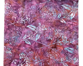 Dandelion Bandana: Cotton Batik, Amethyst Scarf - 22" Square