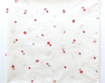 Strawberry Cotton Bandana: Pink Dots Head Scarf, 22&quot; Square