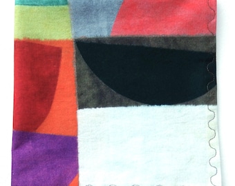 Handmade Cotton Handkerchief: Marcia Derse Fabric, Multicolor Hanky, 14"