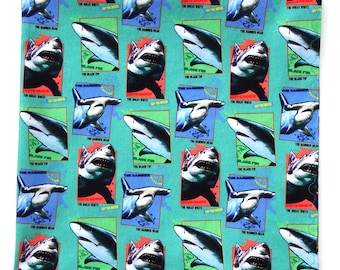Shark Bandana: Great White, Hammerhead, Black Tip, Cotton Scarf, Head Wrap, 22" Square