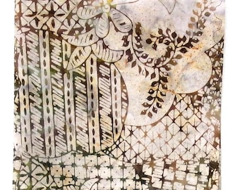 Batik Handkerchief: Earth Tone Abstract Floral, Hand-Dyed Cotton, 12" Pocket Square